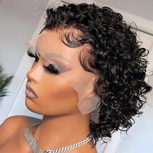 Load image into Gallery viewer, Short Curly Lace Front Wigs Human Hair Wigs for Black Women Pixie Cut Wigs Human Hair Short Curly Human Hair Wigs Pre Plucked with Baby Hair 150% Density Natural Black