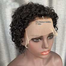 Load image into Gallery viewer, Short Curly Lace Front Wigs Human Hair Wigs for Black Women Pixie Cut Wigs Human Hair Short Curly Human Hair Wigs Pre Plucked with Baby Hair 150% Density Natural Black
